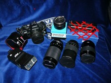 Macchina fotografica analogica PRAKTICA BX20 + 5 Obiettivi + accessori + borsa