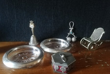 Lotto oggetti soprammobili colore argento in miniatura vintage
