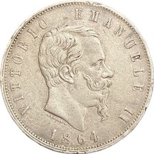 #F3205 Italie  5 Lire 1864 N -