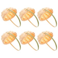  6 Pezzi Cestino in Rattan con Manico Bambù Porta Confetti Raccolta Uova