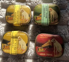 Set Of 4 HMV His Masters Voice Gramophone phonograph needle Tins - Some Needles