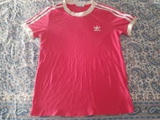 MAGLIETTA T-SHIRT ADIDAS COTTON COTONE ROSSA BIANCO RED WHITE