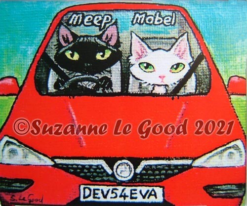 Devon rex cat art - cat, print