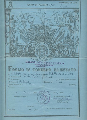 D029 foglio congedo - d029, di