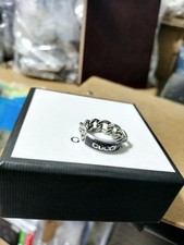 Anello catena gorette smaltato GUCCI argento 925 quasi inutilizzato giapponese misura 12