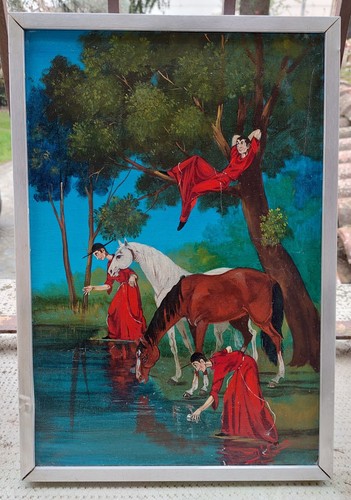 Dipinto olio tela mario - olio, su