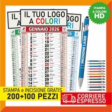 Promo Kit 200 Calendari Olandesi 2026 + 100 Penne Incisione al Laser