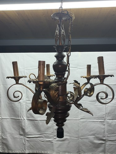 Lampadario antico legno - , e
