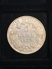 5 Lire 1870 anno XXV  Stato Pontificio Pio IX 1846 -1870 Moneta Argento
