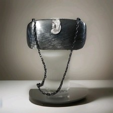 Rodo Brushed Silver Chain Handbag/ Clutch (with flaw see pictures)     OF