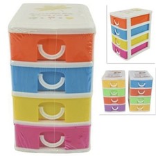 CASSETTIERA IN PLASTICA 4 CASSETTI CONTENITORI 15X13X9CM PORTA OGGETTI MULTIUSO