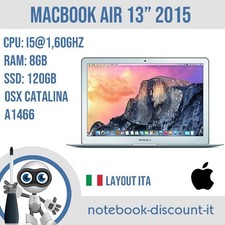 MacBook Air 13" 2015 Cpu i5 @1,60ghz  Ram 8gb  SSD 120gb  A1466  Catalina