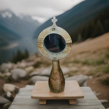 Ostensorio in legno di ulivo fatto a mano