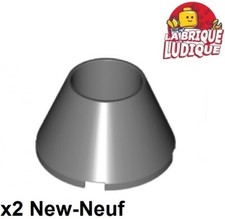 Lego 2x Cone 4x4x2 Hollow No Studs trou gris foncé/dark bluish gray 4742 NEUF