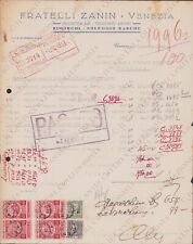 1943 VENEZIA Rimorchi noleggio barche Fratelli ZANIN CNOMV ricevuta