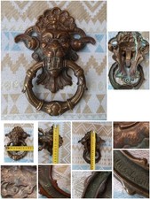 Antico Vintage Battiporta battente batacchio metallo testa leone porta Ges Gesch
