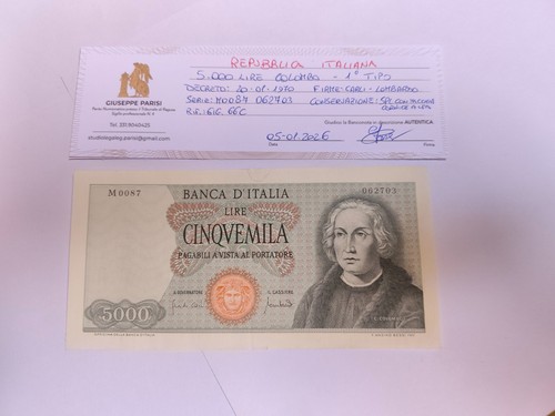 000 lire colombo tipo - 5.000,