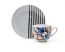 SET 6 TAZZINE CAFFE CON PIATTINO MOD.MILANO-BARI EVVIVA COMANY COFFE CUP