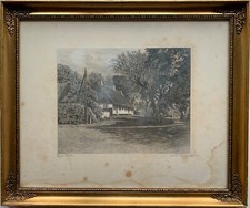 Impero Cornici Oro Antico Vintage Del 1900 Stile Liberty Con Acquaforte Firmato