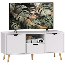 HOMCOM Mobile Porta TV max 50" con Cassetto e Armadietti 110x40x50cm Bianco
