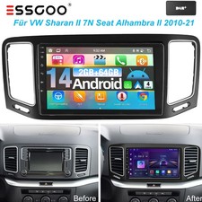 DAB+ per VW Sharan II 7N Seat Alhambra II 2010-21 autoradio 64 GB Android 14 GPS