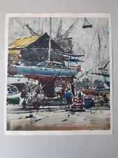 Massimiliano D'Amico, Barca a Salerno - Acquerello originale con certificato