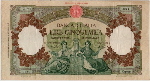 Italy 5000 lire - italy, 1961