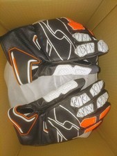 Guanti moto pelle racing Spyke TECH SHORT 2.0 Nero Bianco Arancio Fluo XXL