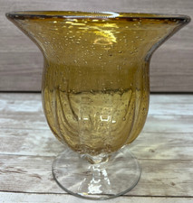 Vaso soffiato a mano pedastallo soffiato a mano vetro artistico vetro bollato ambra 7"