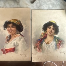 Coppia di acquerelli donna