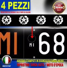 ADESIVI TARGA REPUBBLICA ITALIANA BIANCO PER AUTO EPOCA STORICA RI STEMMA
