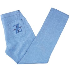 Jeans Zilli Bright Sky Blue leggero lino 5 tasche 45-46 (Eu 64) nuovo con etichette