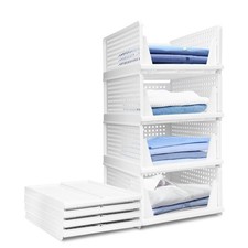 USHOP Set da 4 Organizer Armadio Impilabile –cassetti impilabili,Design perforat