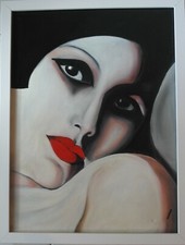 Quadro Su Tela dipinto a mano a olio rappresenta opera Lempicka  titolo: Rafaela