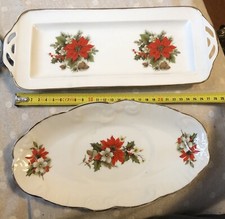 Centrotavola e vassoio natalizi in porcellana di Limoges