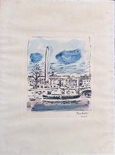 Orfeo Tamburi - 4 litografie - Vedute Parigi  Mm.167x138  firmate con cornice