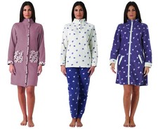 Pigiama DONNA invernale CORAL fleece KAREL manica lunga PILE bottoni 10 colori