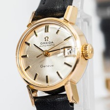 *Exc+5* Orologio Donna Vintage 1969 OMEGA Geneve Cal.681 Automatico Data Oro 20mm