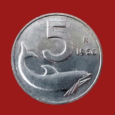 5 Lire 1956 Delfino Repubblica