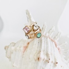 ANELLO ANELLI BIGIOTTERIA PIETRE COLORATE VERDE TIFFANY CRISTALLO GRIGIO ORO