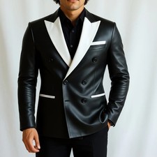 Blazer uomo pelle bianco - pelle, e