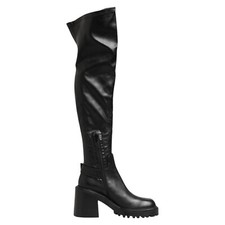 VIC MATIE Shoes Black Leather Block Heels Knee High Boots EU40 / US9.5 500usd