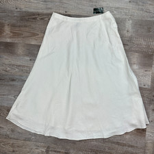Gonna donna Lauren Ralph Lauren nuova con etichetta 100% lino bianca midi svasata linea A 10