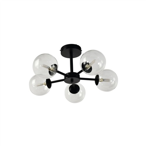 Plafoniera moderna nera 5 - plafoniera, a