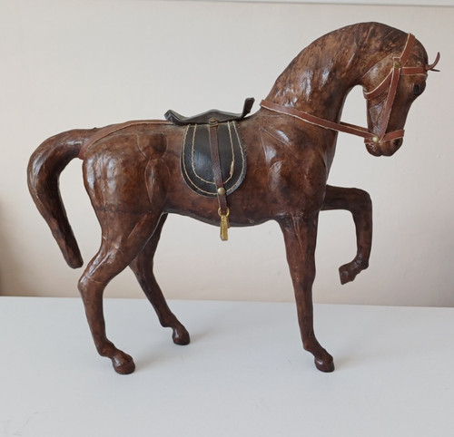 Vintage leather standing horse