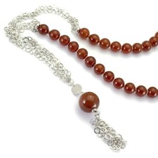 Collana lunga PEZZO UNICO corniola pietre dure catena argento 925 made in italy