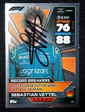 F1 CARD Topps autografo SEBASTIAN VETTEL Aston Martin hand SIGNED