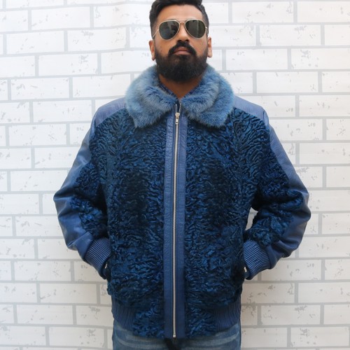 Cappotto pelliccia blu