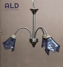 Lampadario moderno in acciaio spazzolato diffusori in vetro sospensione a 3 luci