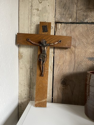 Antique wooden crucifix cross - wooden,